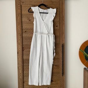 Ruffle Detail White Jumpsuit